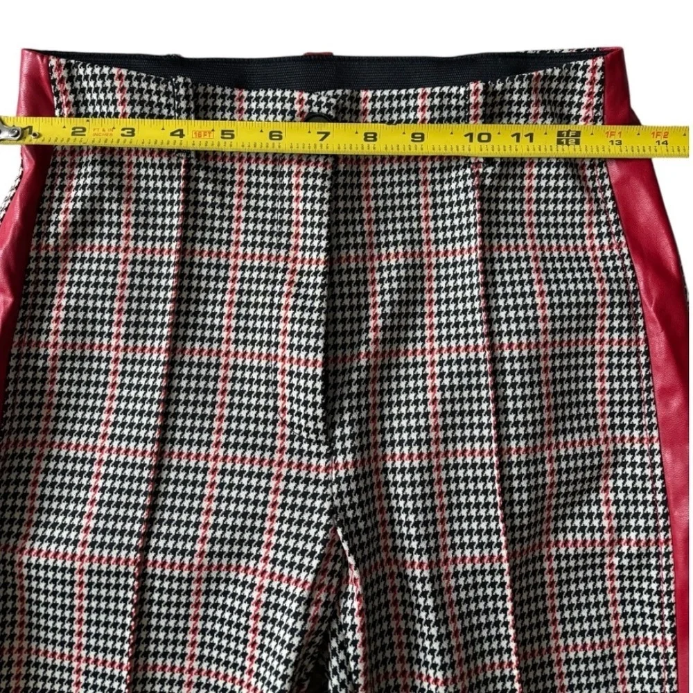 Marc Cain Women’s Houndstooth Pattern Dress Pants with Red Side Accents Size 4 - Picture 10 of 11